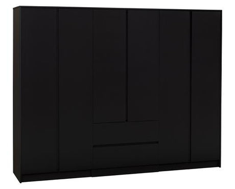 MALVERN 6 DOOR 2 DRAWER WARDROBE - BLACK