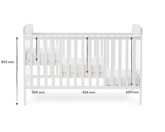 Grace Inspire Cot Bed + Fibre Mattress - Me & Mini Me Elephants Pink