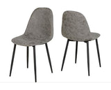 HAMILTON & ATHENS MEDIUM DINING SET (X4 CHAIRS) - MEDIUM OAK EFFECT/GREY FAUX LEATHER