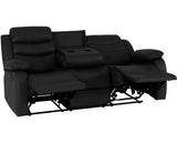 Roma 3 Seater Recliner Sofa - Black Faux Leather