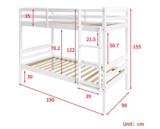 Ruby Pine Bunk Bed - White