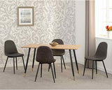 HAMILTON & ATHENS MEDIUM DINING SET (X4 CHAIRS) - MEDIUM OAK EFFECT/BROWN FAUX LEATHER