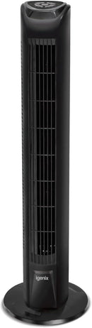 Igenix 30" Tower Fan with 7 Hour Timer and Remote Control - Black