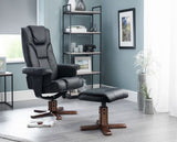 Monk Swivel Recliner & Stool Black