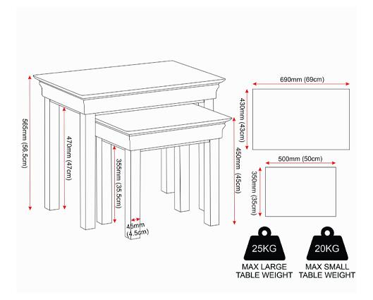BORDEAUX NEST OF 2 TABLES - IVORY/OAK