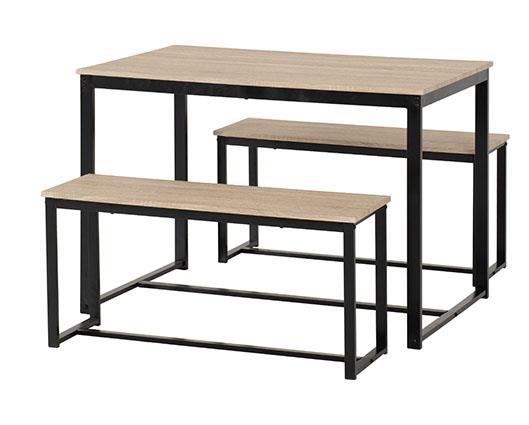 LINCOLN 1+2 DINING BENCH SET - SONOMA OAK EFFECT/BLACK