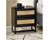Petra 2 Drawer Bedside - Black