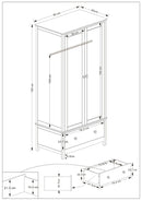 Nairn White 2 door, 1 drawer wardrobe