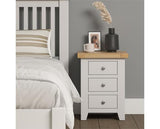 WINDSOR 3 DRAWER BEDSIDE - IVORY/OAK