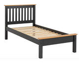 MONACO 3' LOW END BED - DARK GREY/OAK EFFECT