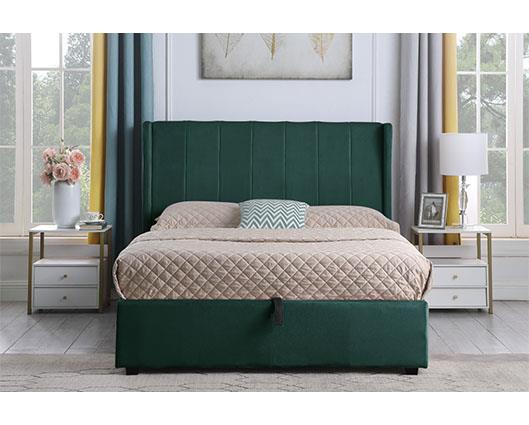 AMELIA 5' PLUS BED - GREEN VELVET FABRIC