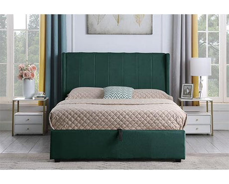 AMELIA 5' PLUS BED - GREEN VELVET FABRIC