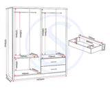 LISBON 4 DOOR WARDROBE - BLACK WOOD GRAIN