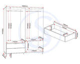 MADRID 4 DOOR 2 DRAWER WARDROBE - GREY/WHITE GLOSS