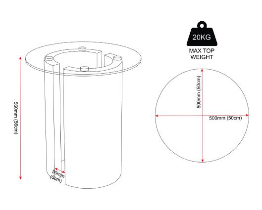 MODENA SIDE TABLE - CLEAR GLASS/CREAM MARBLE EFFECT