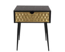 Jupiter metal 1 drawer bedside cabinet, gold drawer with black handle and legs