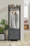 Alva Open Wardrobe 2 Drawers - Dark Grey