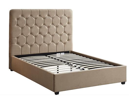 MADISON 4'6" BED - FAWN VELVET FABRIC