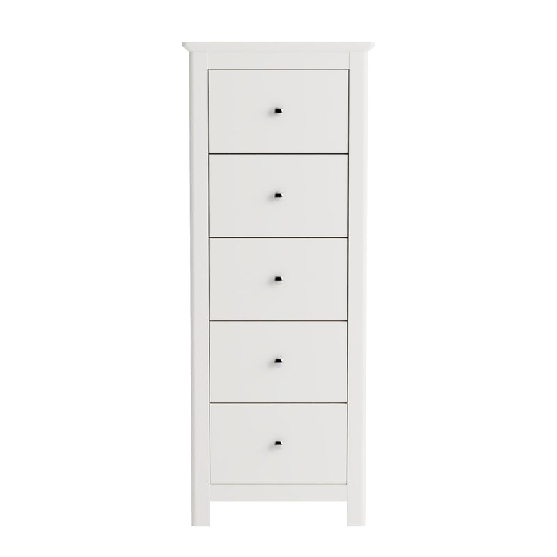 Nairn White 5 drawer narrow chest of drawers