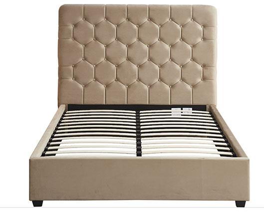 MADISON 4'6" BED - FAWN VELVET FABRIC