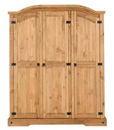 Corona 3 Door Wardrobe - Distressed Waxed Pine