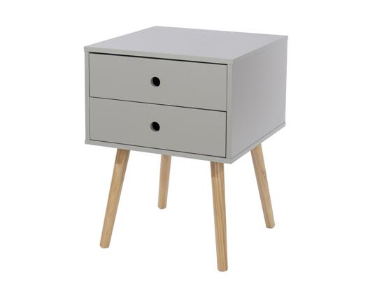 Scandia 2 Drawer Bedside Cabinet-Light Grey