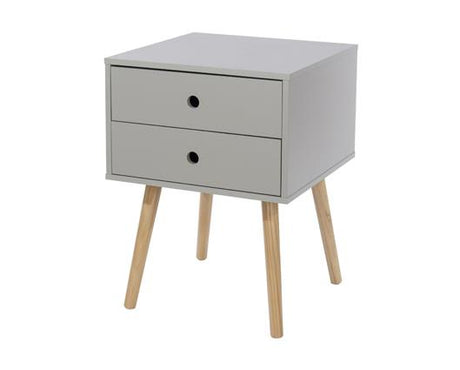 Scandia 2 Drawer Bedside Cabinet-Light Grey