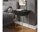 Apollo metal 1 drawer bedside cabinet, black with gold handle and legs