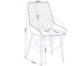 MARLOW & AVERY DINING SET (X4 CHAIRS) - WHITE MARBLE/SAPPHIRE BLUE VELVET