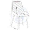MARLOW & AVERY DINING SET (X4 CHAIRS) - BLACK MARBLE/SAPPHIRE BLUE VELVET