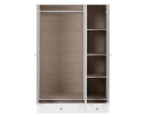 DENVER 3 DOOR 2 DRAWER MIRRORED WARDROBE - WHITE GLOSS