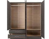 NEVADA 4 DOOR 2 DRAWER WARDROBE - BLACK WOOD GRAIN
