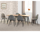 HAMILTON & ATHENS LARGE DINING SET (X6 CHAIRS) - MEDIUM OAK EFFECT/GREY FAUX LEATHER