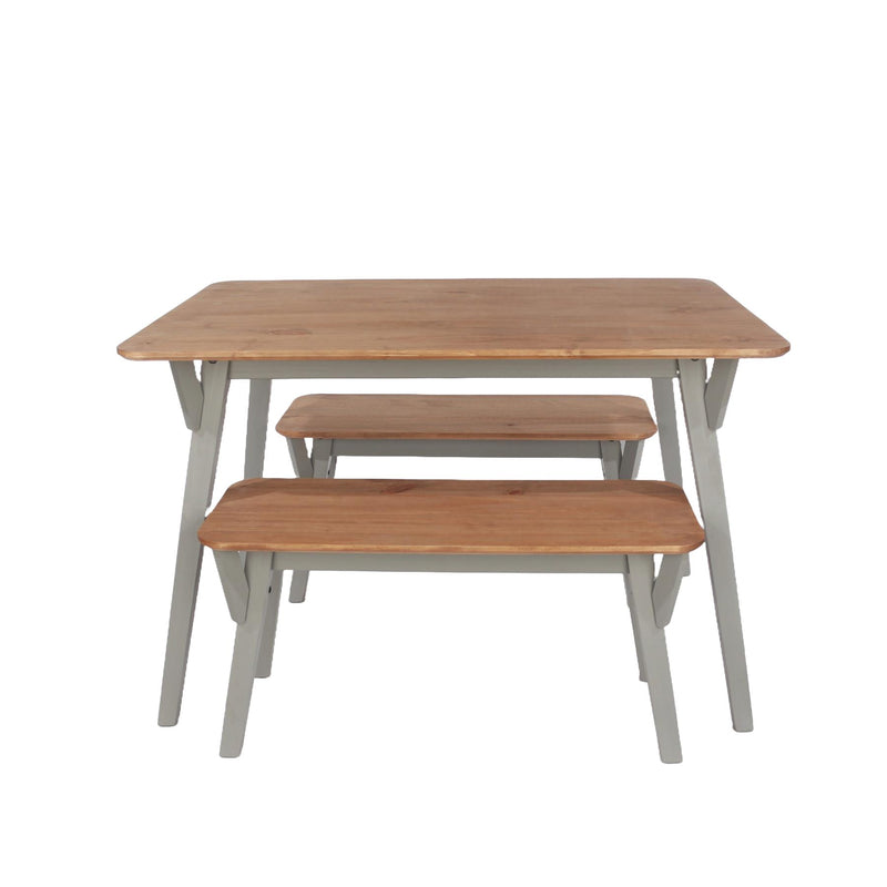 Corona Grey 140cm kitchen table & 2 bench set