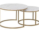 DALLAS ROUND COFFEE TABLE SET - MARBLE/GOLD EFFECT