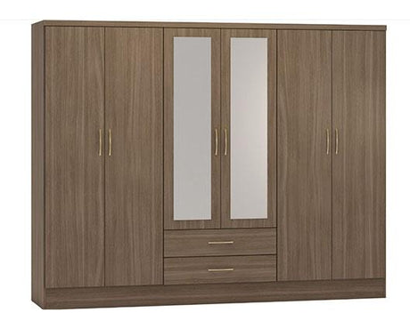 NEVADA 6 DOOR 2 DRAWER WARDROBE - RUSTIC OAK EFFECT