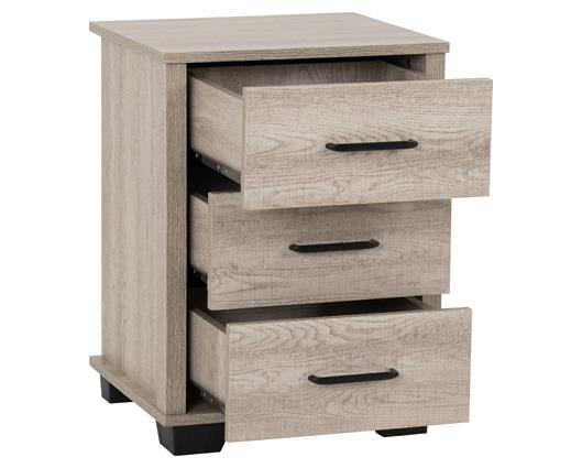 OLIVER 3 DRAWER BEDSIDE - LIGHT OAK EFFECT