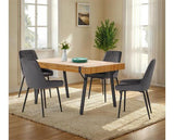 TREVISO & AVERY DINING SET (X4 CHAIRS) - LIGHT OAK EFFECT/GREY VELVET