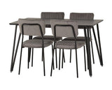 MARLOW & SHELDON DINING SET (X4 CHAIRS) - BLACK MARBLE/GREY VELVET FABRIC