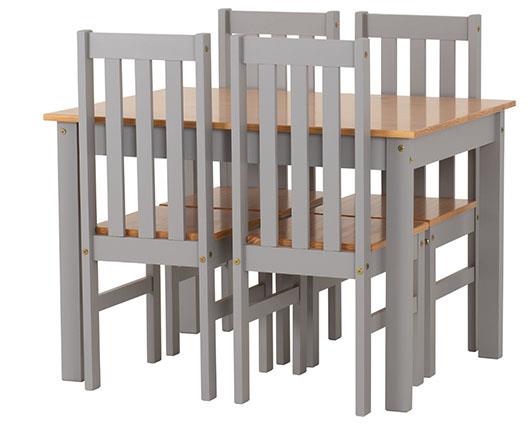 LUDLOW 1+4 DINING SET - GREY SLATE/OAK EFFECT
