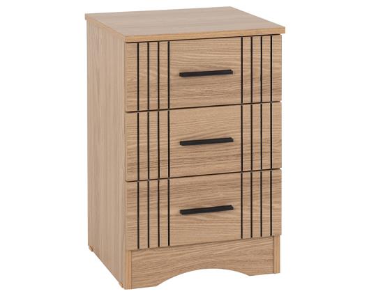 TESSA 3 DRAWER BEDSIDE - NATURAL OAK EFFECT