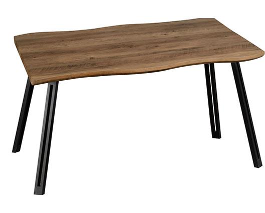 QUEBEC WAVE & LUKAS DINING SET (X4 CHAIRS) - MEDIUM OAK EFFECT/GREY VELVET