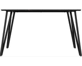MARLOW & ATHENS DINING SET (X4 CHAIRS) - BLACK MARBLE/BROWN FAUX LEATHER