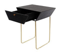 Apollo metal 1 drawer bedside cabinet, black with gold handle and legs