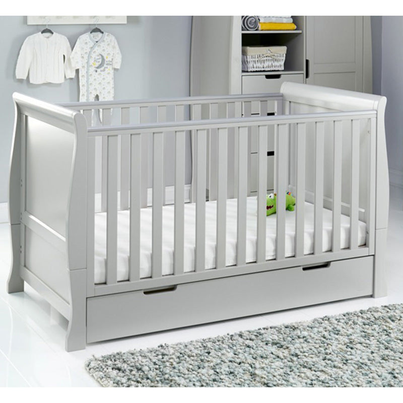 Seren Cot Bed & Breathable Mattress-Warm Grey