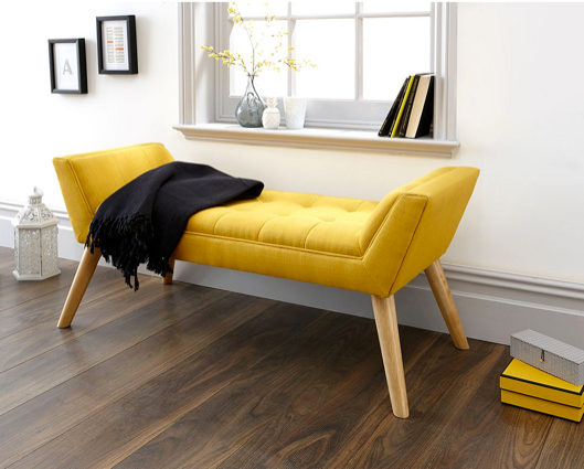 Mula Uplholstered Bench-Mustard
