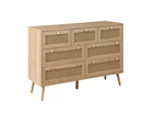 Catalina 7 Drawer Rattan Chest- Oak
