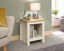Lachlan Side Table with Shelf- Cream