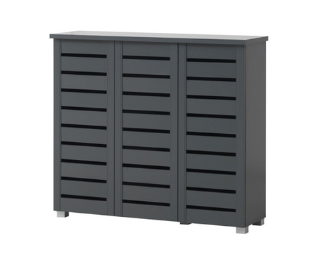 Tall 3 Door Shoe Cabinet-Dark Grey