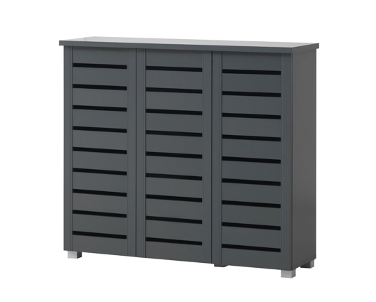 Tall 3 Door Shoe Cabinet-Dark Grey